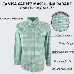 Camisa Masculina Radade Manga Longa Xadrez Verde Ref:XNFIFTY