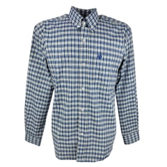 Camisa Masculina Radade Xadrez Azul Com Azul Bordo Manga Longa