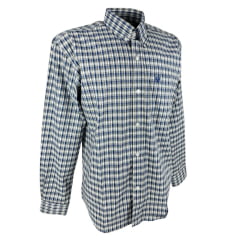 Camisa Masculina Radade Xadrez Azul Com Azul Bordo Manga Longa