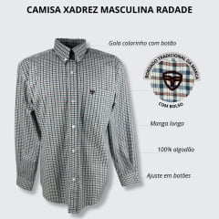 Camisa Masculina Radade Xadrez Colorida Com Logo Bordo Manga Longa