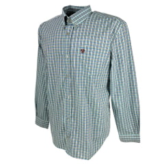 Camisa Masculina Radade Xadrez Verde Com Azul Bordo Manga Longa