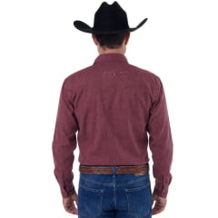 Camisa Masculina Radade YL Stone Bordô Com Dois Bolsos Manga Longa