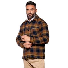 Camisa Masculina Santa Fé Térmica Tradicional La Criolla Xadrez Azul/Marrom REF:01