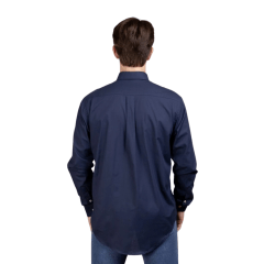 Camisa Masculina Strut Manga Longa Azul Marinho Lisa Com Bolso REF: 7173
