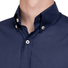 Camisa Masculina Strut Manga Longa Azul Marinho Lisa Com Bolso REF: 7173