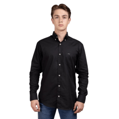 Camisa Masculina Strut Manga Longa Preta Lisa Com Bolso REF: 7173 Camisa Masculina Strut Manga Longa Preta Lisa Com Bolso REF: 7173