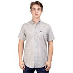 Camisa Masculina Strut Manga Curta Xadrez Pequeno Laranja E Verde Claro Com Bolso Ref: 7178 Camisa Masculina Strut Manga Curta Xadrez Pequeno Laranja E Verde Claro Com Bolso Ref: 7178