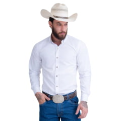 Camisa Masculina Texas Farm Branco Manga Longa Com Logo Bordada Em Branco Ref:CAL 531