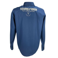 Camisa Masculina Texas Farm Competição Manga Longa Azul Marinho Com Bordado Bege Ref.CP007