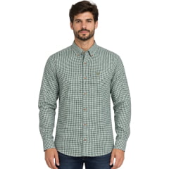 Camisa Masculina Texas Farm Exclusive Manga Longa Xadrez Verde E Branco Logo Verde Musgo REF:CAL709