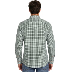 Camisa Masculina Texas Farm Exclusive Manga Longa Xadrez Verde E Branco Logo Verde Musgo REF:CAL709