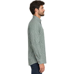 Camisa Masculina Texas Farm Exclusive Manga Longa Xadrez Verde E Branco Logo Verde Musgo REF:CAL709