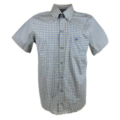 Camisa Masculina Texas Farm Manga Curta Xadrez Azul/Amarelo Ref:CAC751