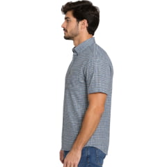 Camisa Masculina Texas Farm Manga Curta Xadrez Azul Logo Bege REF:CAC938