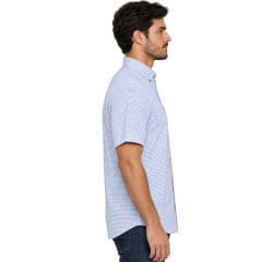 Camisa Masculina Texas Farm Manga Curta Xadrez Azul Claro Logo Azul Marinho REF:CAC818