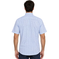 Camisa Masculina Texas Farm Manga Curta Xadrez Azul Claro Logo Azul Marinho REF:CAC818
