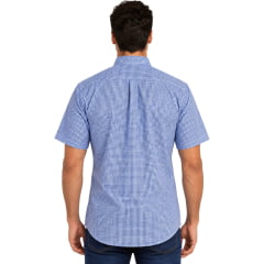 Camisa Masculina Texas Farm Manga Curta Xadrez Azul E Branco Logo Marinho REF:CAC940