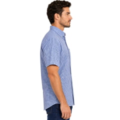 Camisa Masculina Texas Farm Manga Curta Xadrez Azul E Branco Logo Marinho REF:CAC940
