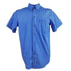 Camisa Masculina Texas Farm Manga Curta Xadrez Azul Escuro/ Azul Claro Ref:CAC749