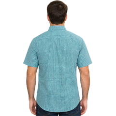 Camisa Masculina Texas Farm Manga Curta Xadrez Azul Piscina Logo Cinza REF:CAC911