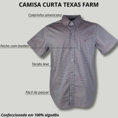 Camisa Masculina Texas Farm Manga Curta Xadrez Azul - Ref.CAC604