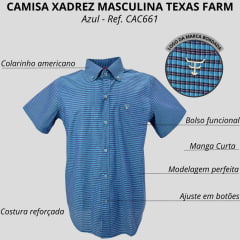 Camisa Masculina Texas Farm Manga Curta Xadrez Azul - Ref.CAC661