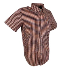 Camisa Masculina Texas Farm Manga Curta Xadrez Laranja- Ref.CAC671