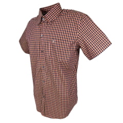 Camisa Masculina Texas Farm Manga Curta Xadrez Laranja- Ref.CAC671