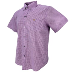 Camisa Masculina Texas Farm Manga Curta Xadrez Lilás - Ref.CAC662