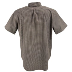 Camisa Masculina Texas Farm Manga Curta Xadrez Marrom Logo Cru Ref:CAC810