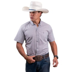 Camisa Masculina Texas Farm Manga Curta Xadrez Pequeno Azul Claro Ref:CAC883