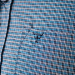 Camisa Masculina Texas Farm Manga Curta Xadrez Pequeno Azul E Cinza Ref:CAC888