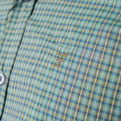 Camisa Masculina Texas Farm Manga Curta Xadrez Pequeno Verde Musgo Ref:CAC896