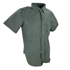 Camisa Masculina Texas Farm Manga Curta Xadrez Preto/Amarelo Com Logo Branco Ref.CAC708