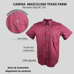 Camisa Masculina Texas Farm Manga Curta Xadrez Vermelho/Azul Ref:CAC753