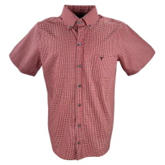 Camisa Masculina Texas Farm Manga Curta Xadrez Vermelho/Branco Com Logo Preto Ref.CAC691