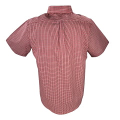 Camisa Masculina Texas Farm Manga Curta Xadrez Vermelho/Branco Com Logo Preto Ref.CAC691