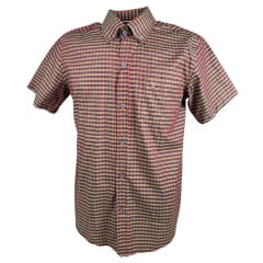 Camisa Masculina Texas Farm Manga Curta Xadrez Vermelho/Laranja Ref:CAC756