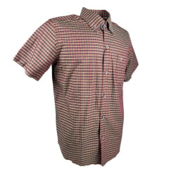 Camisa Masculina Texas Farm Manga Curta Xadrez Vermelho/Laranja Ref:CAC756