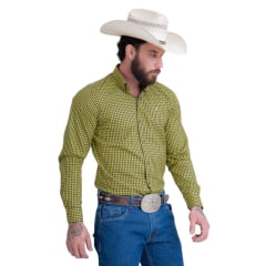 Camisa Masculina Texas Farm Manga Longa Select Xadrez Amarelo/Preto Ref:CAL519