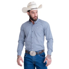 Camisa Masculina Texas Farm Manga Longa Select Xadrez Preto/Branco Ref:CAL533