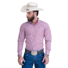 Camisa Masculina Texas Farm Manga Longa Select Xadrez Vermelho/Branco/Azul Ref:CAL523