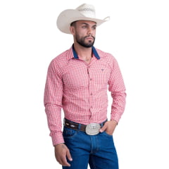 Camisa Masculina Texas Farm Manga Longa Select Xadrez Vermelho/Branco Ref:CAL526