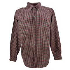 Camisa Masculina Texas Farm Manga Longa Xadrez Marrom Ref: CAL460