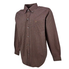 Camisa Masculina Texas Farm Manga Longa Xadrez Marrom Ref: CAL460