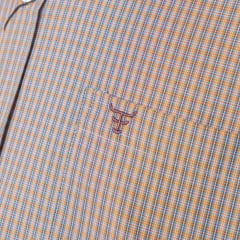 Camisa Masculina Texas Farm Manga Longa Xadrez Pequeno Bege  Ref: CAL627