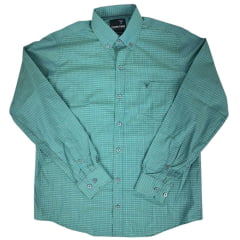 Camisa Masculina Texas Farm Manga Longa Xadrez Pequeno Verde Claro  Ref: CAL628