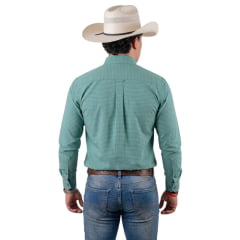 Camisa Masculina Texas Farm Manga Longa Xadrez Pequeno Verde Claro  Ref: CAL628