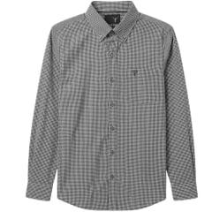 Camisa Masculina Texas Farm Manga Longa Xadrez Preto E Branco Logo Preto Ref:CAL657