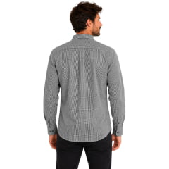 Camisa Masculina Texas Farm Manga Longa Xadrez Preto E Branco Logo Preto Ref:CAL657